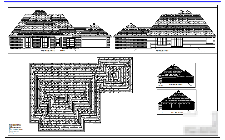 Design drawing: front elevation of a home designed by Advantage Design, Broussard, 2005