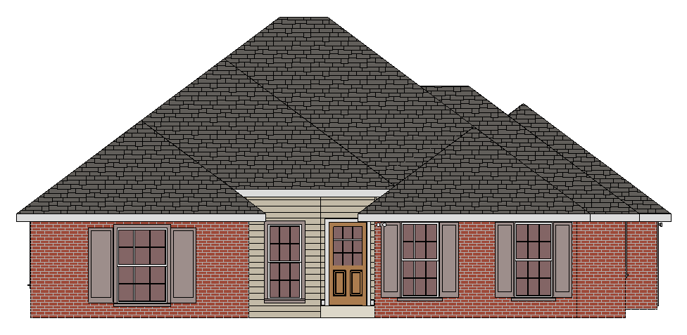 Design drawing: front elevation of a home designed by Advantage Design, Carencro, 2006
