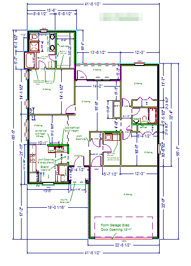 Design drawing: floor plan of a home designed by Advantage Design, Carencro, 2007