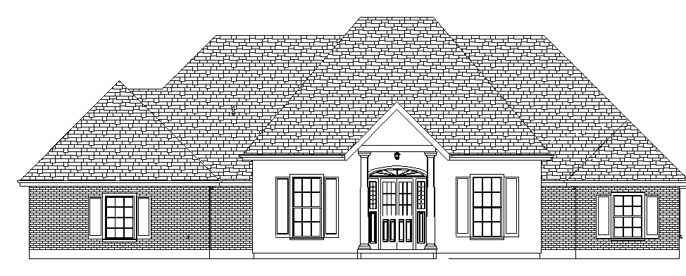 Design drawing: front elevation of a home designed by Advantage Design, Lafayette area, 2006