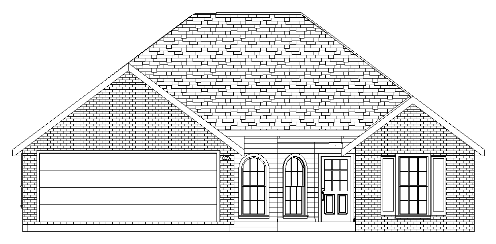 Design drawing: front elevation of a home designed by Advantage Design, Youngsville, 2007